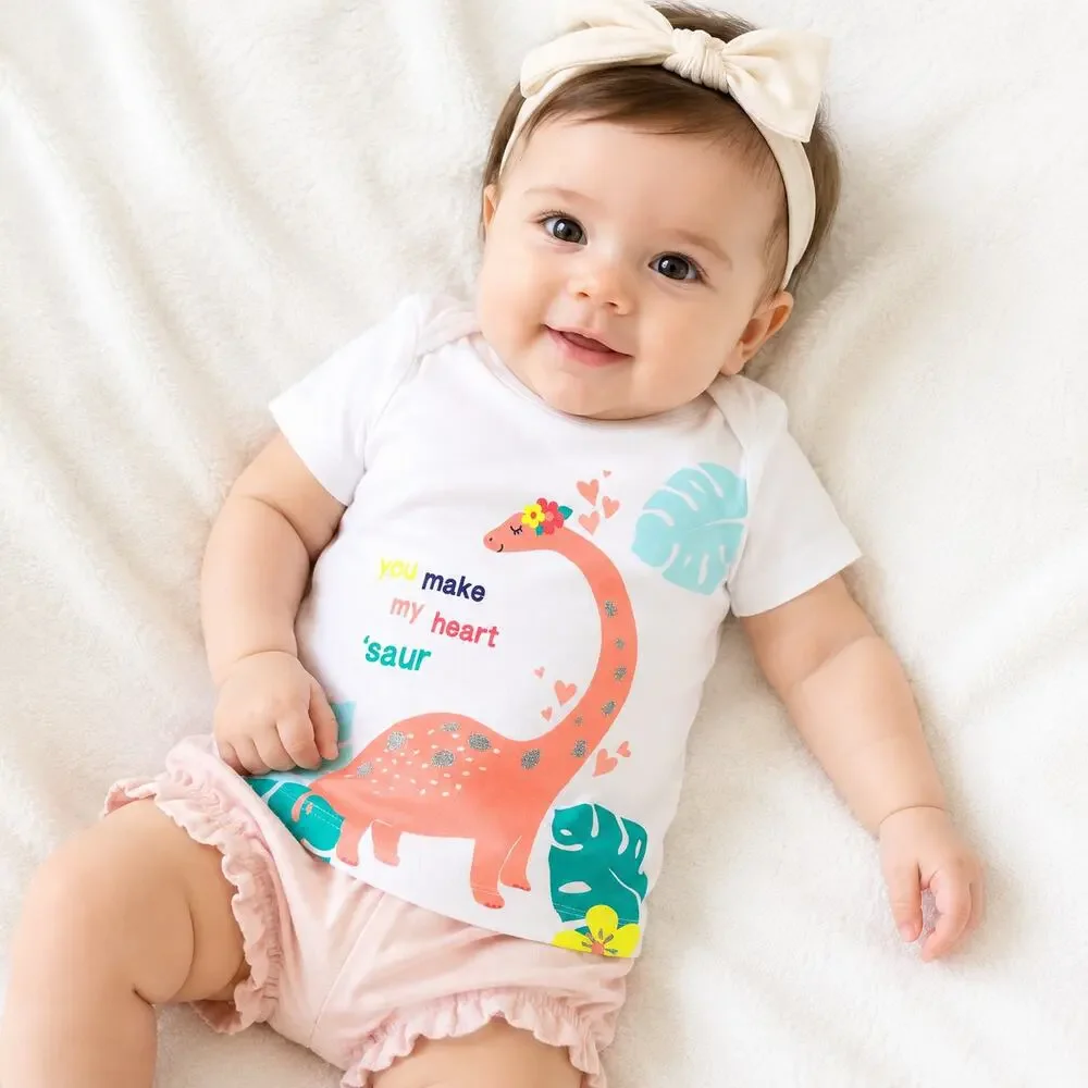 Carter’s Dinosaur Graphic Tee Baby Girl 6M NWT You Make My Heart Saur Infant